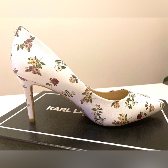 Karl Lagerfeld Shoes - NEW IN BOX - Karl Lagerfeld white floral heels